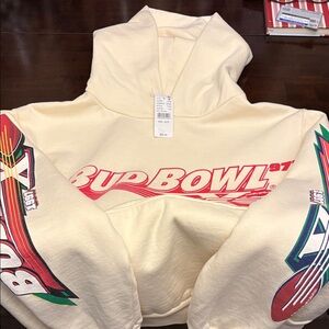 PacSun Cream Bud Bowl Graphic Hoodie with Red & Green Accents
